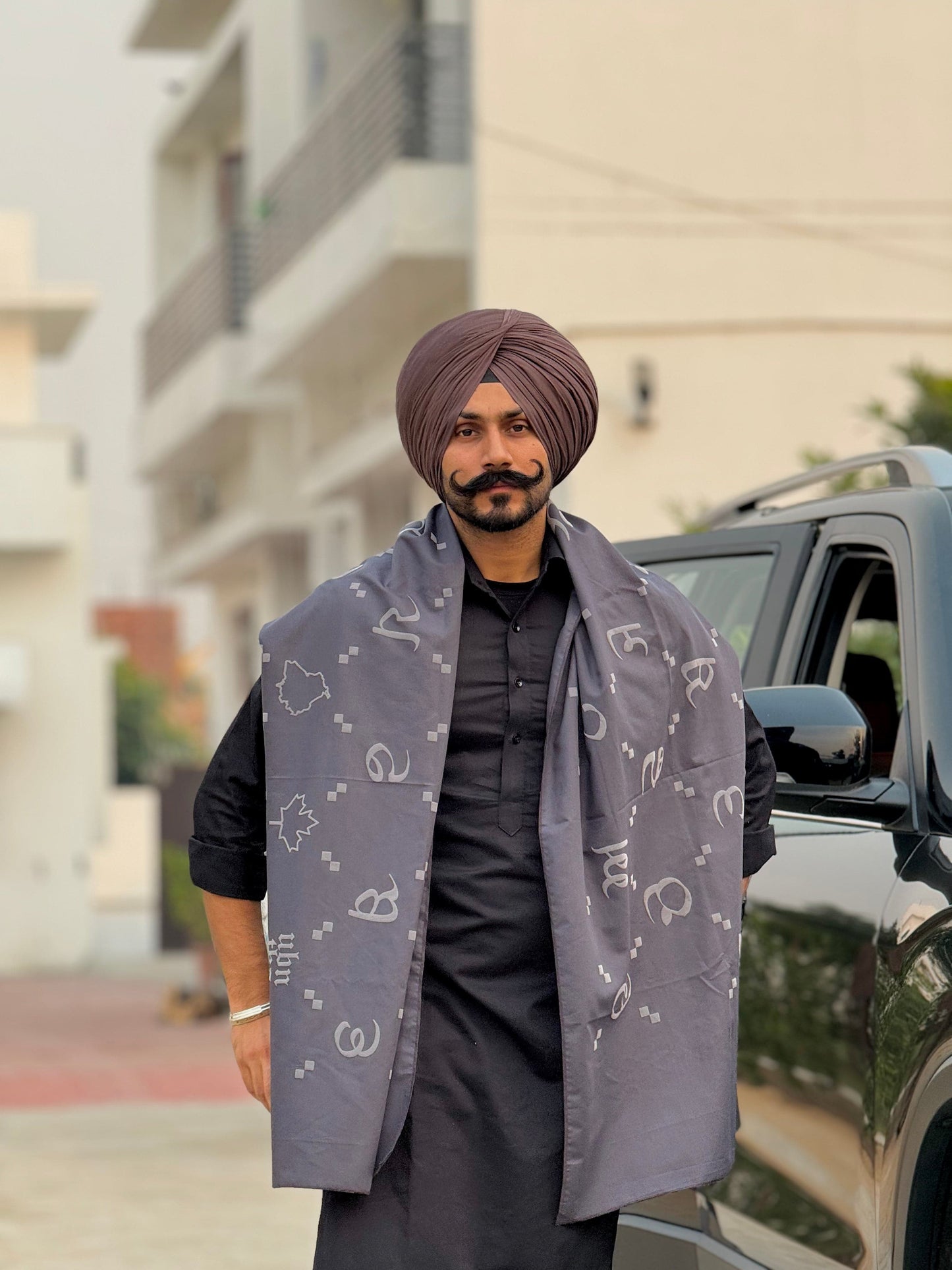 Maa Boli Designer ALL-WEATHER Stole ( Space Grey )