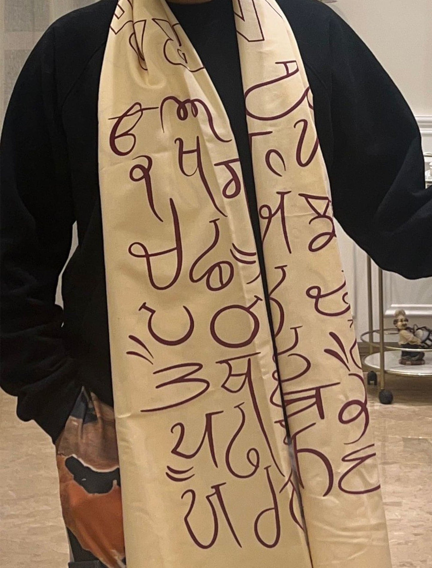 Maa Boli Artistic Designer ALL-WEATHER Stole ( Sunset Cream )