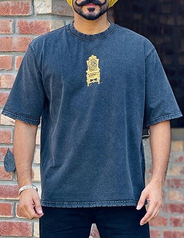 Culture Rich Black Tshirt With Golden Print