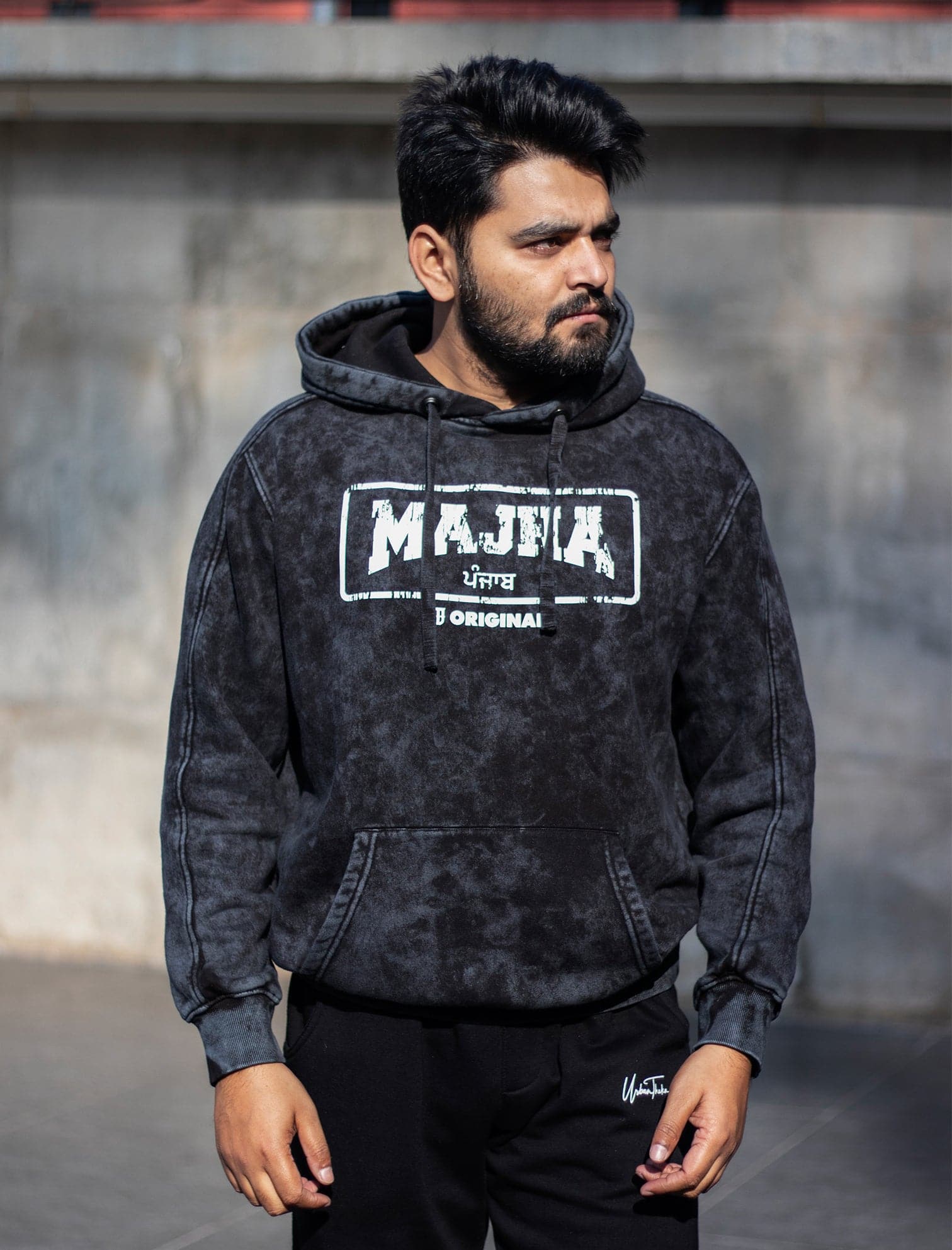 Urban Classics STONE WASHED - Hoodie - black/zwart Urban Classics STONE WASHED - Hoodie - black/zwart