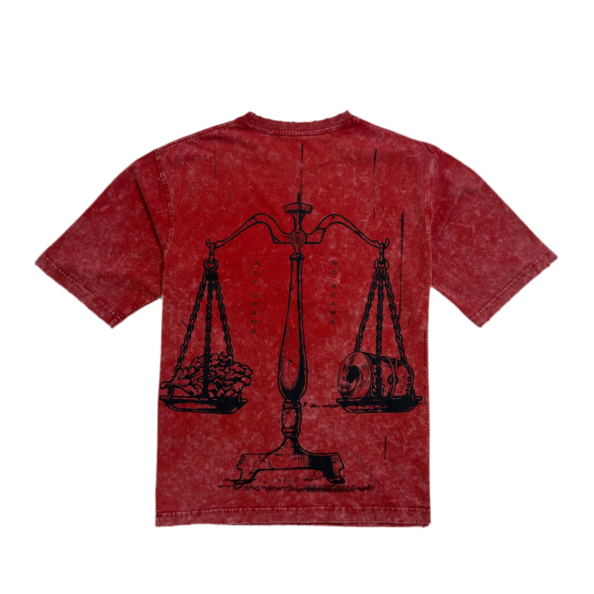 All Grams No Scams Stonewashed Red T-shirt
