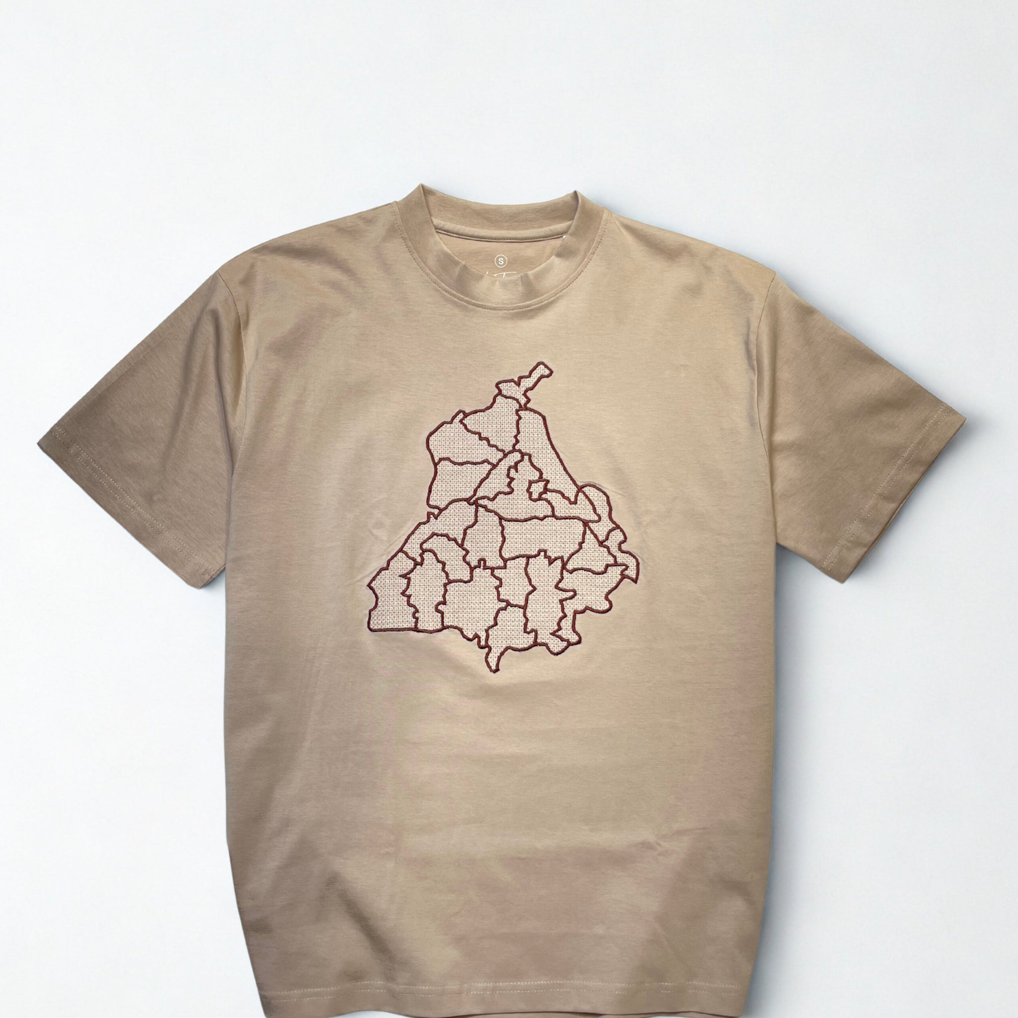 Punjab Map with Districts Embroidery Tshirt