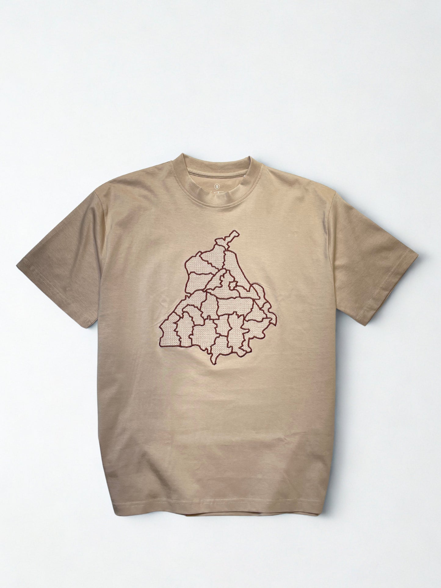 Punjab Map with Districts Embroidery Tshirt