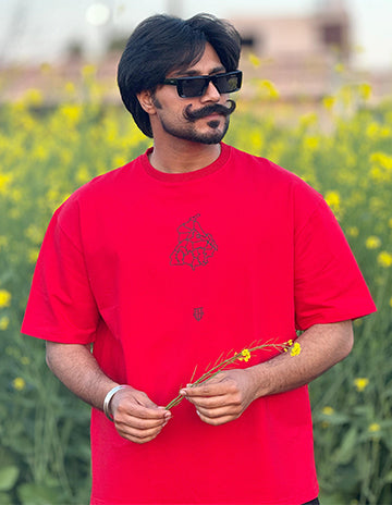 Falcon with Punjab Map Red Tshirt