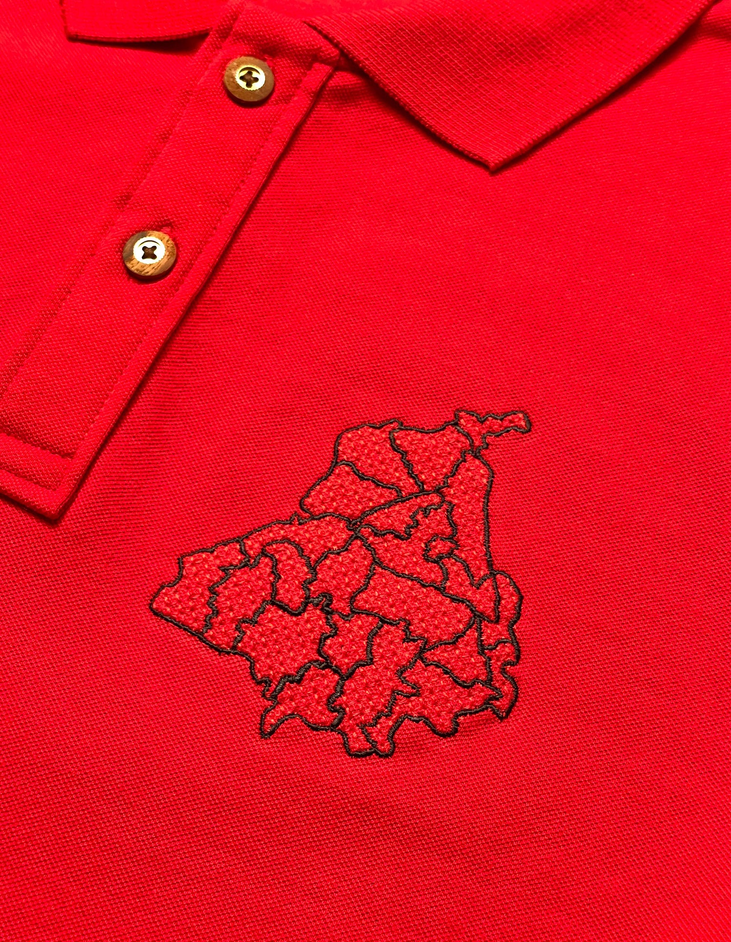 Punjab Dist. Map Embroidery Red Polo T-shirt