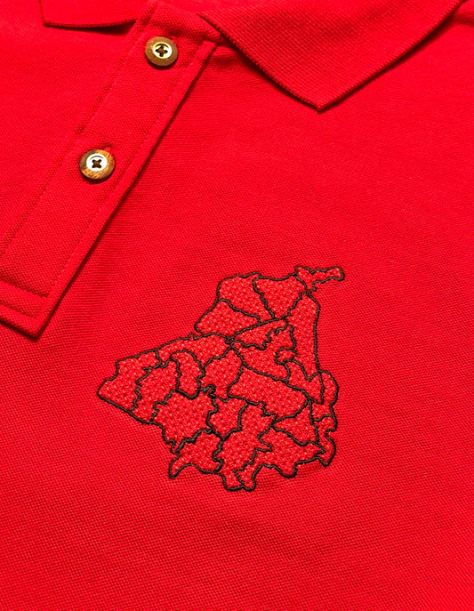 Punjab Dist. Map Embroidery Red Polo T-shirt