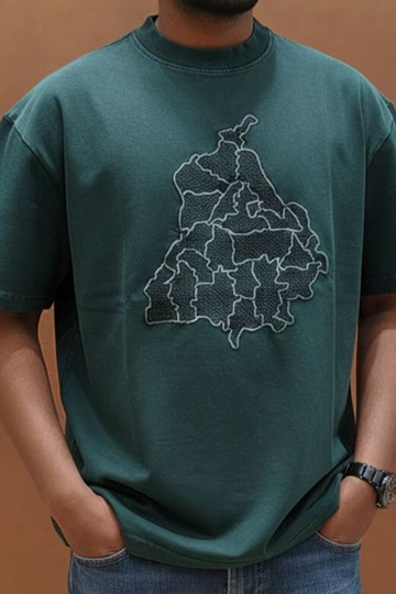 Punjab Map with Districts Embroidery Tshirt