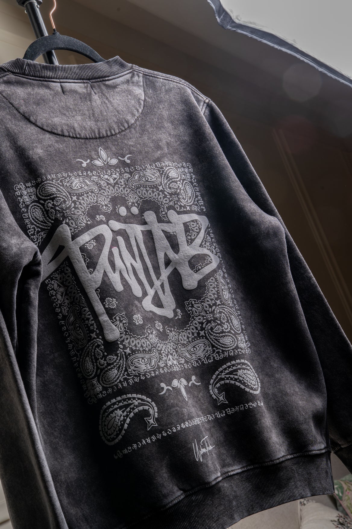 Punjab Bandana Sweatshirt in Black Stone washed Colour