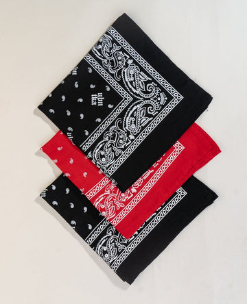 Bandana (Set of 3) Black , Red & Black - urbantheka
