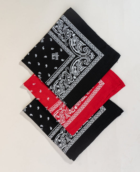 Bandana (Set of 3) Black , Red & Black - urbantheka