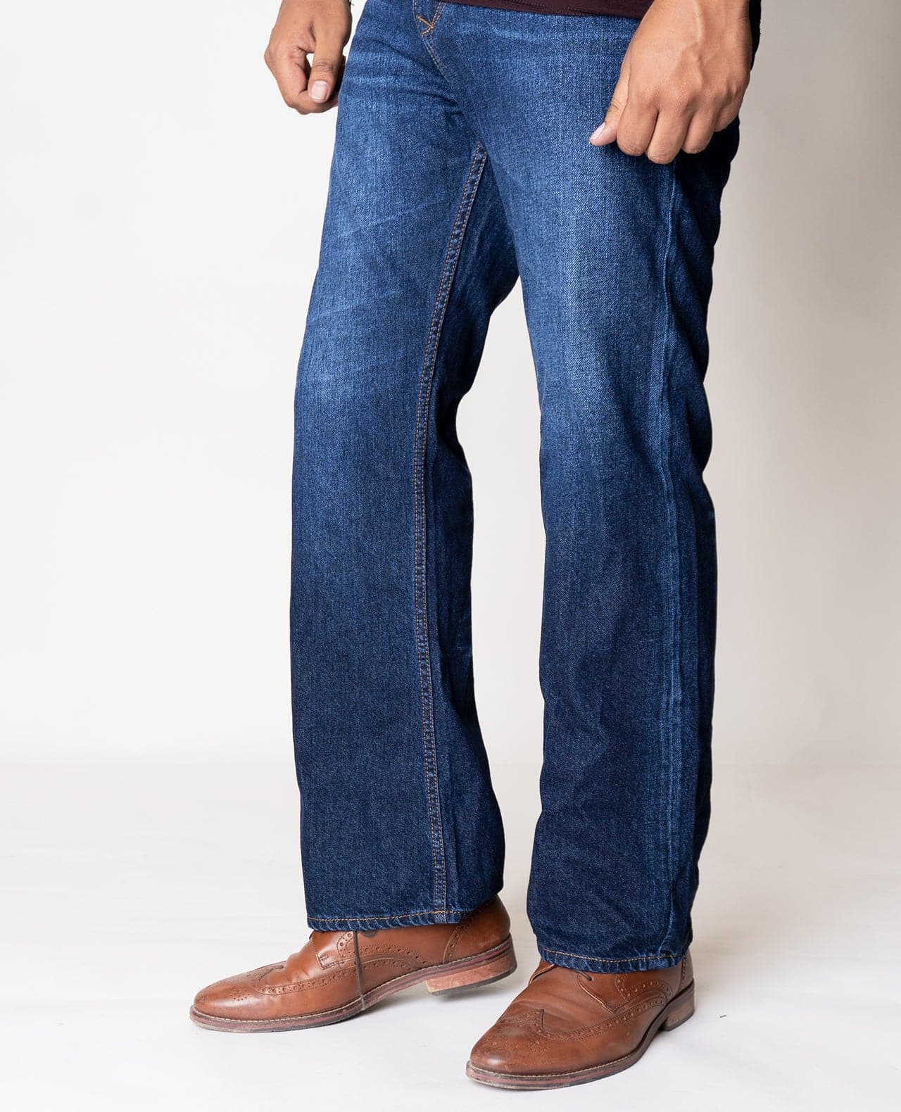 Blue Embroidery Bootcut Denim - urbantheka