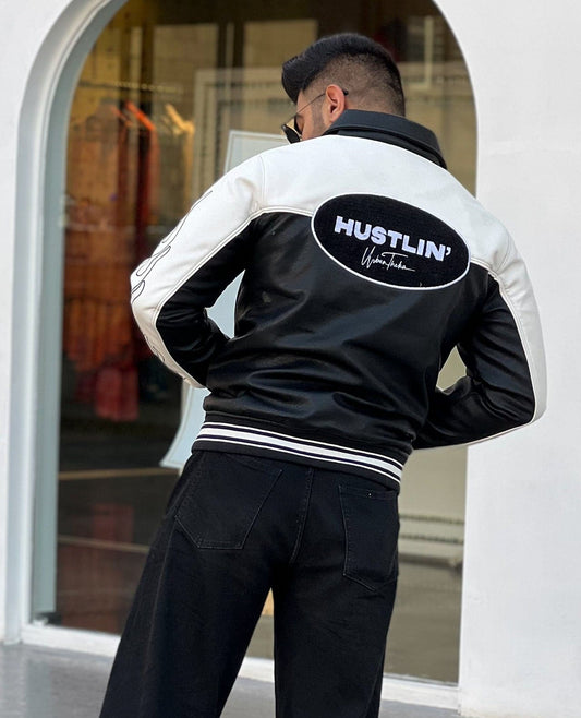 Hustlin' Racing Leather Jacket - urbantheka