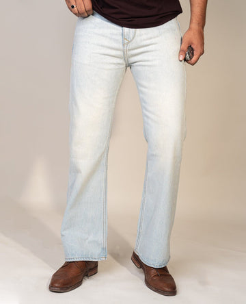 Vintage Wash Light Blue Bootcut Denim - urbantheka