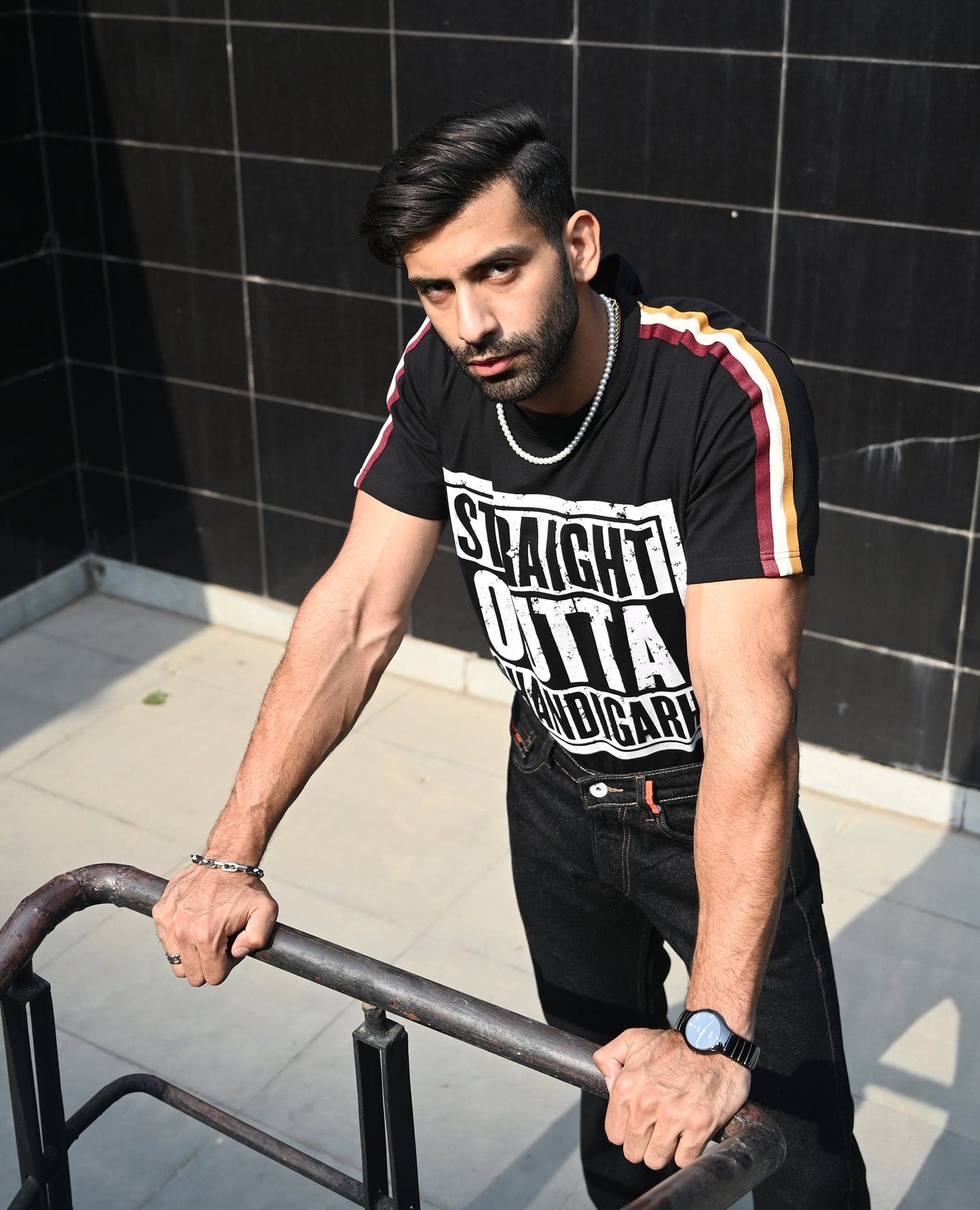 Straight Outta Chandigarh Black T-shirt - urbantheka
