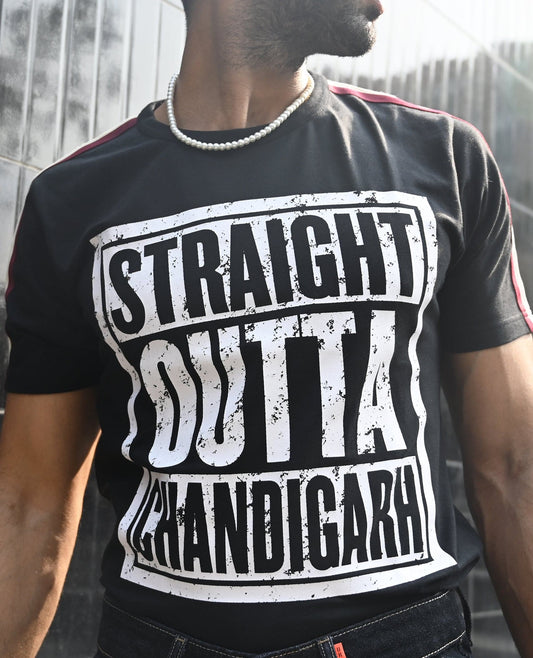 Straight Outta Chandigarh Black T-shirt - urbantheka