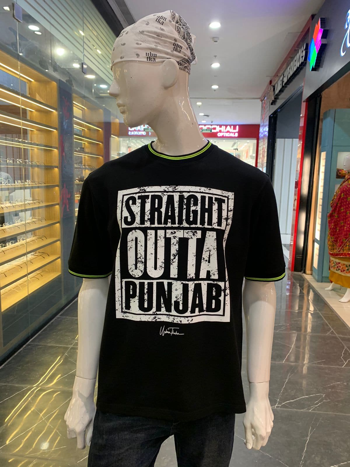 Straight Outta Punjab Neon Rib Boys T-shirt