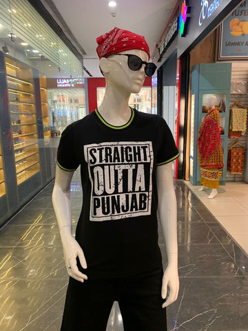 Straight Outta Punjab Neon Rib Girls T-shirt