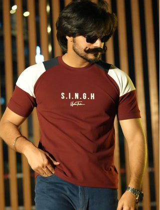 Singh Maroon Raglan T-shirt