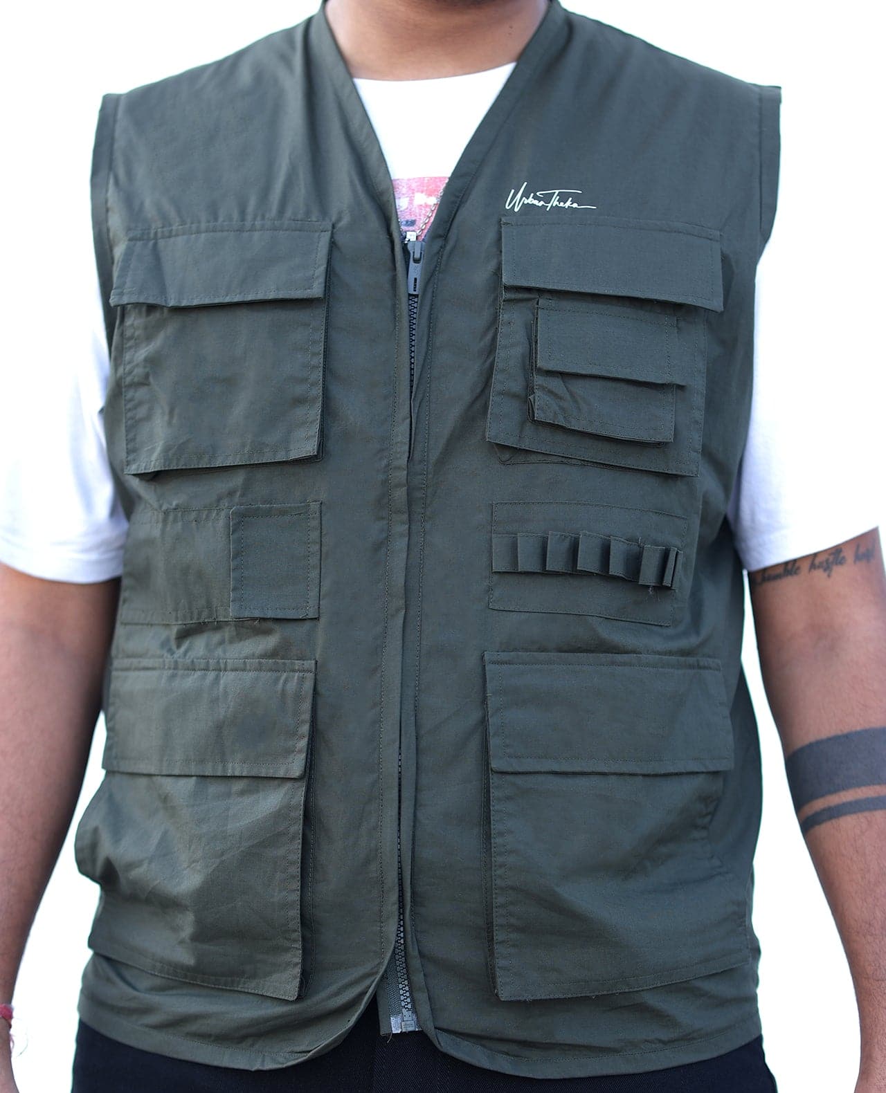 Olive green Multi Utility Vest - urbantheka