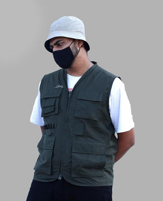 Olive green Multi Utility Vest - urbantheka